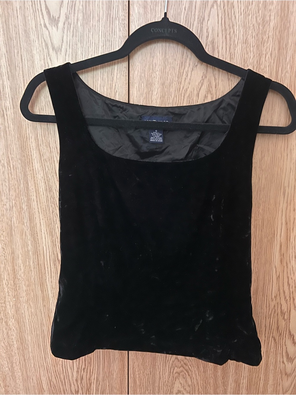Ann Taylor Black Velvet Scoop Neck Tank